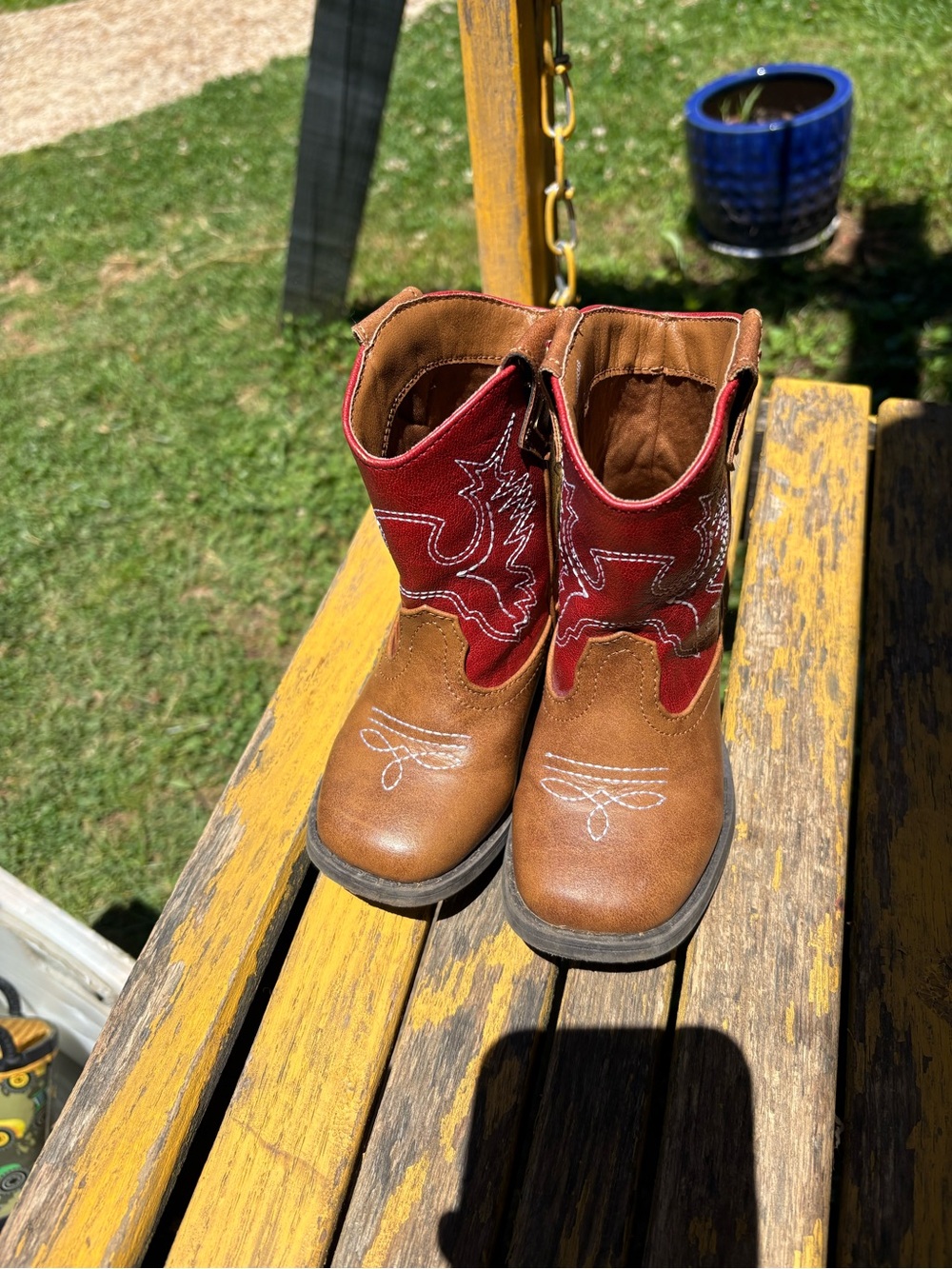 wonder nation Brown and Red Toddler Cowboy Boots - Picture 3 of 6
